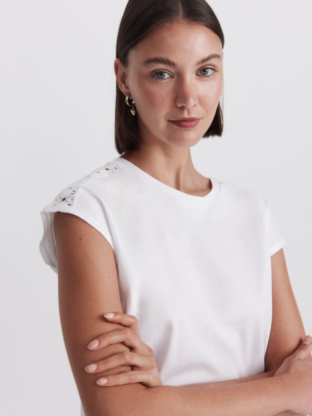 Springfield Crochet Off-the-Shoulder Top Tee White XL NEW